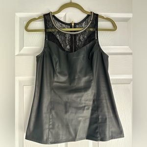 Leather & Lace top with chain neck detail